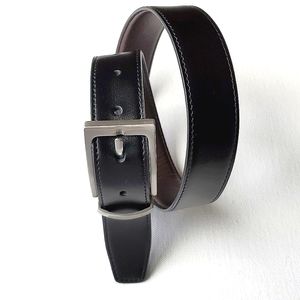 NORDSTROM Youth Reversible Black Brown Belt Silvertone Buckle Size 28